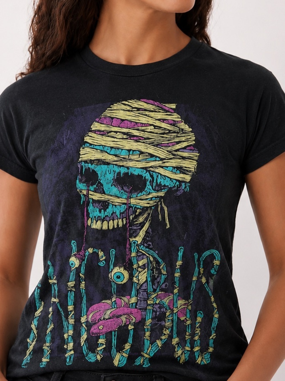 Incubus Mummy Skeleton Tour Graphic Band T-Shirt Black Medium